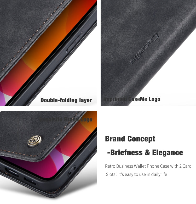 For iPhone 12 Pro Max CaseMe-013 Multifunctional Retro Frosted Horizontal Flip Leather Case with Card Slot & Holder & Wallet(Black)