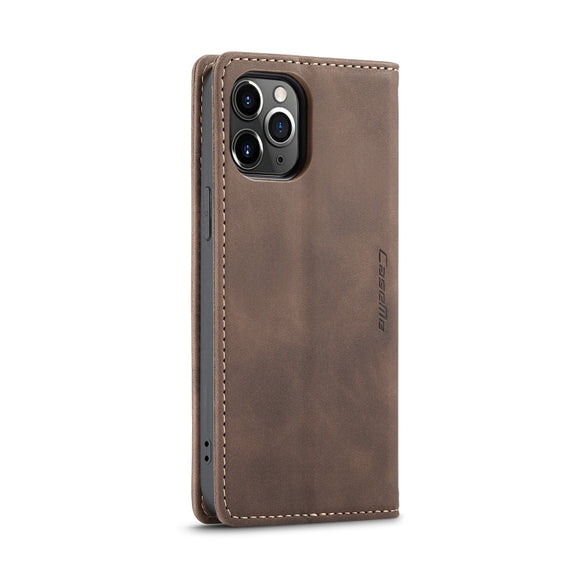 For iPhone 12 Pro Max CaseMe-013 Multifunctional Retro Frosted Horizontal Flip Leather Case with Card Slot & Holder & Wallet(Coffee)