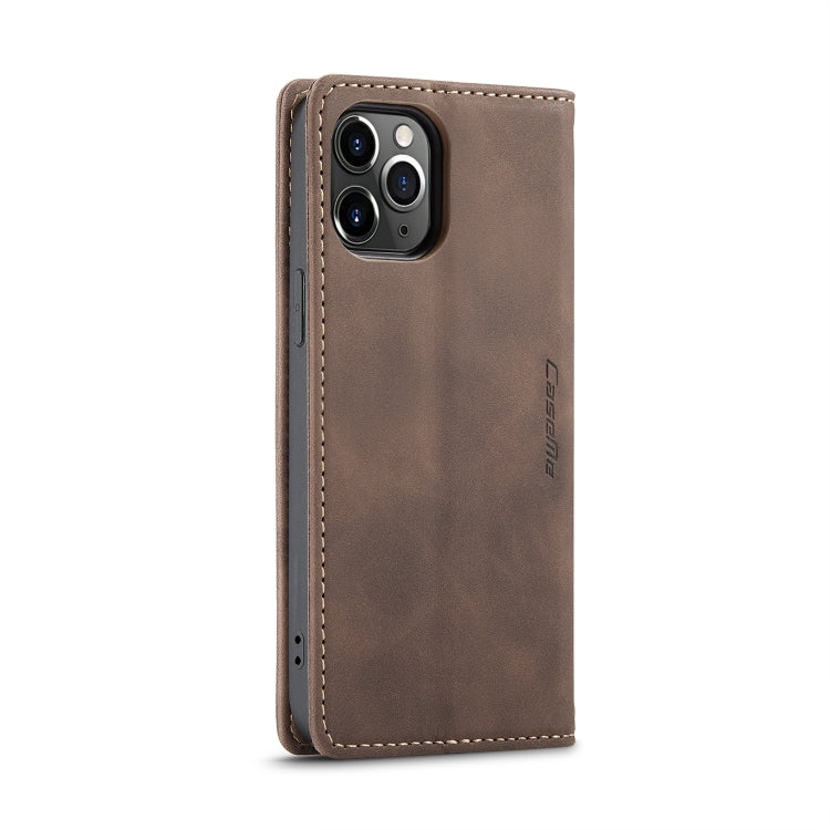 For iPhone 12 Pro Max CaseMe-013 Multifunctional Retro Frosted Horizontal Flip Leather Case with Card Slot & Holder & Wallet(Coffee)