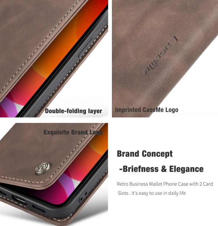 For iPhone 12 Pro Max CaseMe-013 Multifunctional Retro Frosted Horizontal Flip Leather Case with Card Slot & Holder & Wallet(Coffee) - iPhone 12 Pro Max Cases by CaseMe | Online Shopping South Africa | PMC Jewellery | Buy Now Pay Later Mobicred