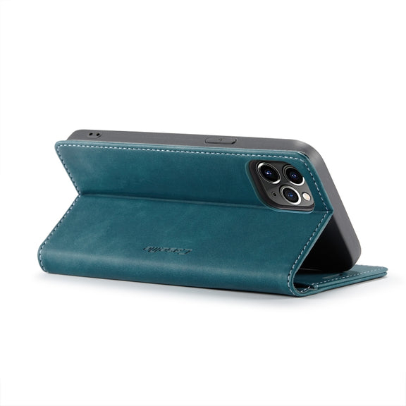 For iPhone 12 Pro Max CaseMe-013 Multifunctional Retro Frosted Horizontal Flip Leather Case with Card Slot & Holder & Wallet(Blue)