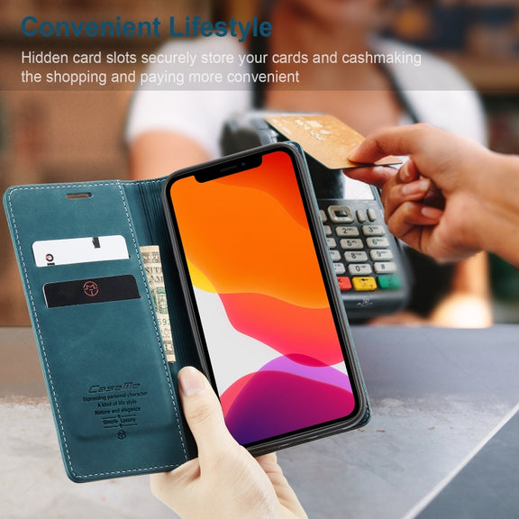 For iPhone 12 Pro Max CaseMe-013 Multifunctional Retro Frosted Horizontal Flip Leather Case with Card Slot & Holder & Wallet(Blue)