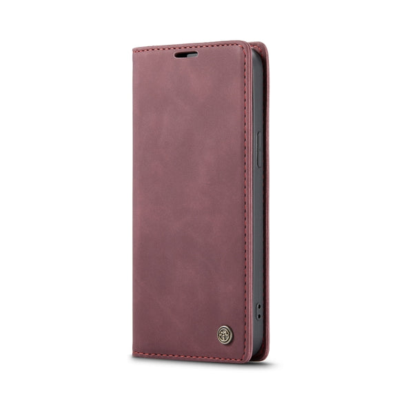 For iPhone 12 Pro Max CaseMe-013 Multifunctional Retro Frosted Horizontal Flip Leather Case with Card Slot & Holder & Wallet(Wine Red)