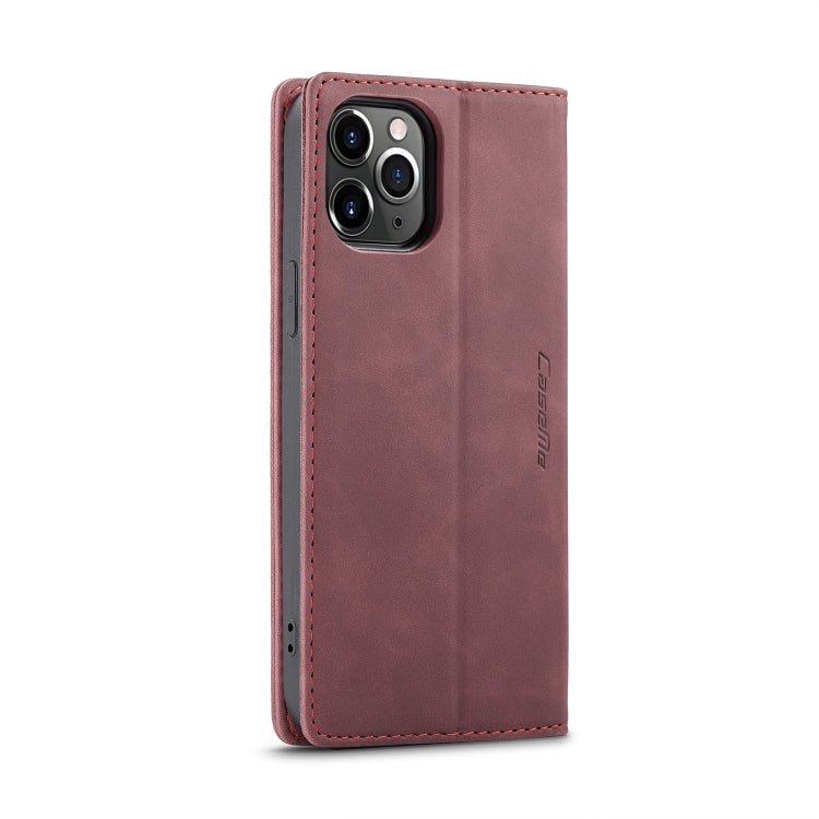 For iPhone 12 Pro Max CaseMe-013 Multifunctional Retro Frosted Horizontal Flip Leather Case with Card Slot & Holder & Wallet(Wine Red)