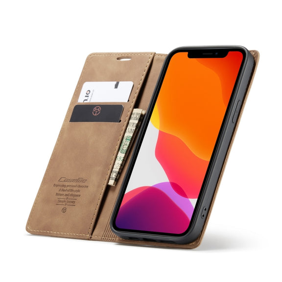 For iPhone 12 Pro Max CaseMe-013 Multifunctional Retro Frosted Horizontal Flip Leather Case with Card Slot & Holder & Wallet(Brown)