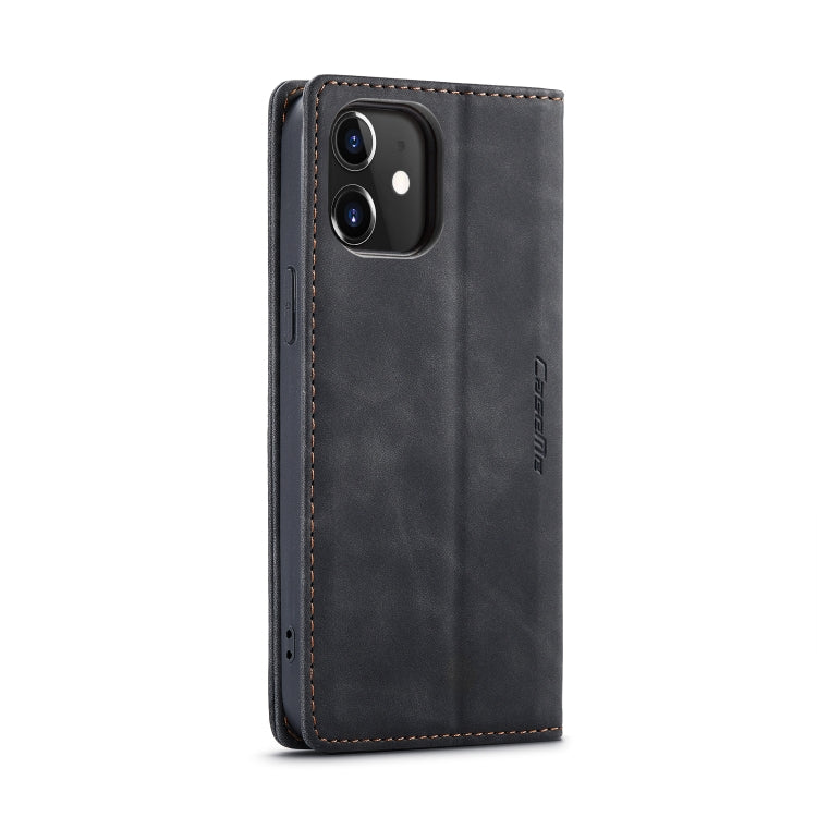 For iPhone 12 / 12 Pro CaseMe-013 Multifunctional Retro Frosted Horizontal Flip Leather Case with Card Slot & Holder & Wallet(Black)