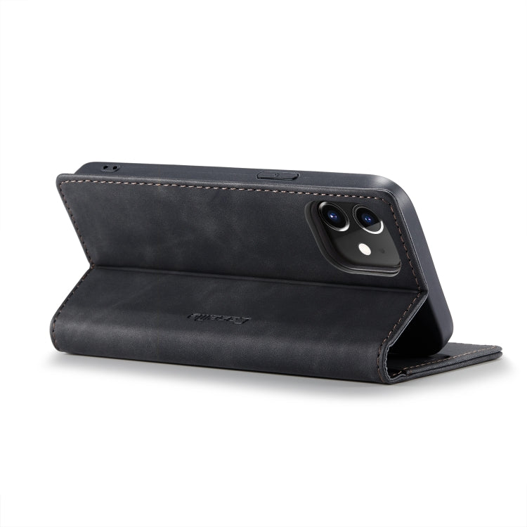 For iPhone 12 / 12 Pro CaseMe-013 Multifunctional Retro Frosted Horizontal Flip Leather Case with Card Slot & Holder & Wallet(Black)