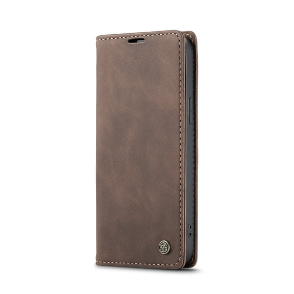For iPhone 12 / 12 Pro CaseMe-013 Multifunctional Retro Frosted Horizontal Flip Leather Case with Card Slot & Holder & Wallet(Coffee)