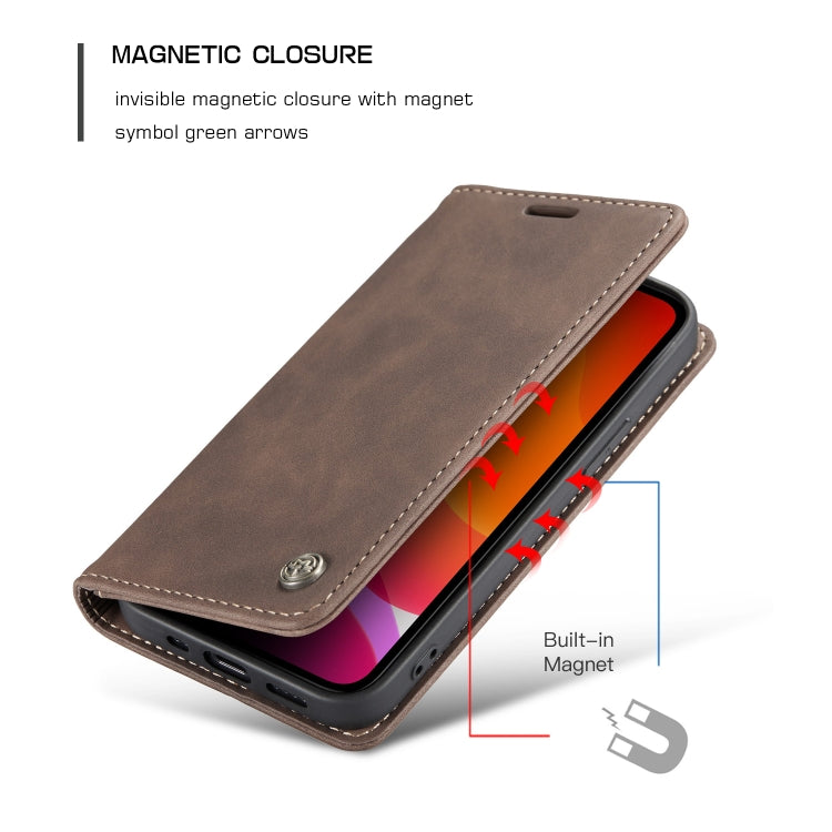 For iPhone 12 / 12 Pro CaseMe-013 Multifunctional Retro Frosted Horizontal Flip Leather Case with Card Slot & Holder & Wallet(Coffee)