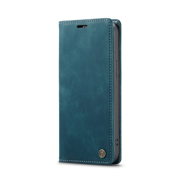 For iPhone 12 / 12 Pro CaseMe-013 Multifunctional Retro Frosted Horizontal Flip Leather Case with Card Slot & Holder & Wallet(Blue)
