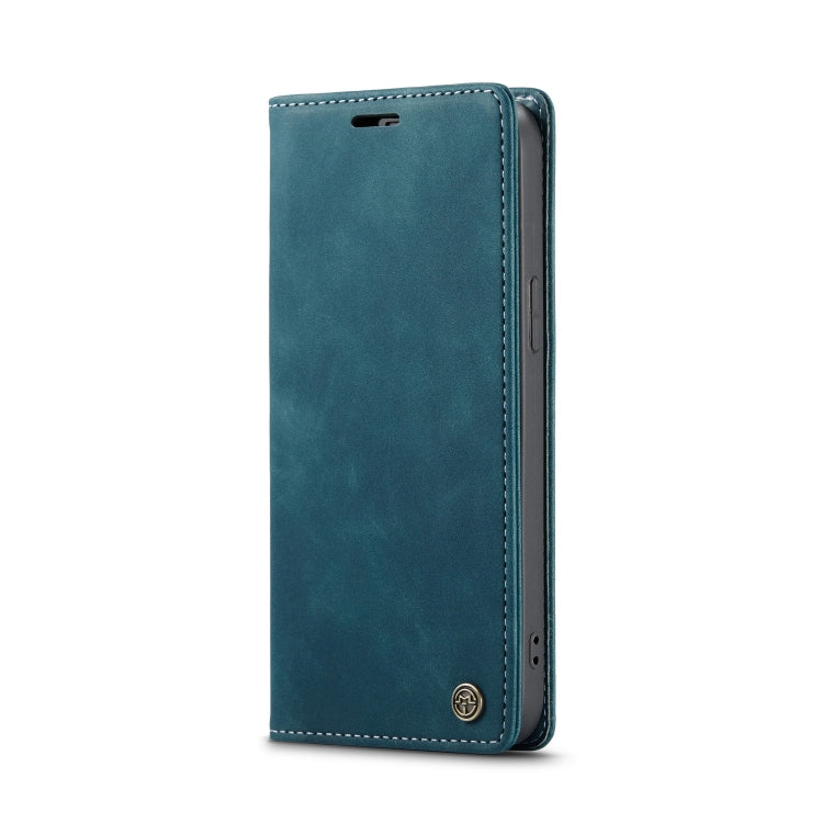 For iPhone 12 / 12 Pro CaseMe-013 Multifunctional Retro Frosted Horizontal Flip Leather Case with Card Slot & Holder & Wallet(Blue)