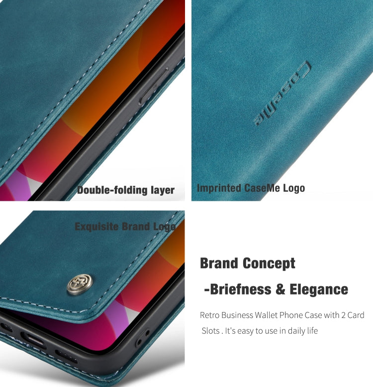 For iPhone 12 / 12 Pro CaseMe-013 Multifunctional Retro Frosted Horizontal Flip Leather Case with Card Slot & Holder & Wallet(Blue) - iPhone 12 / 12 Pro Cases by CaseMe | Online Shopping South Africa | PMC Jewellery | Buy Now Pay Later Mobicred