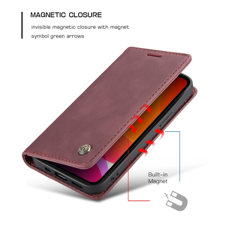 For iPhone 12 / 12 Pro CaseMe-013 Multifunctional Retro Frosted Horizontal Flip Leather Case with Card Slot & Holder & Wallet(Wine Red)