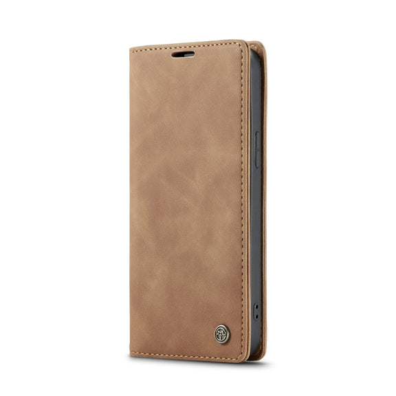 For iPhone 12 / 12 Pro CaseMe-013 Multifunctional Retro Frosted Horizontal Flip Leather Case with Card Slot & Holder & Wallet(Brown)