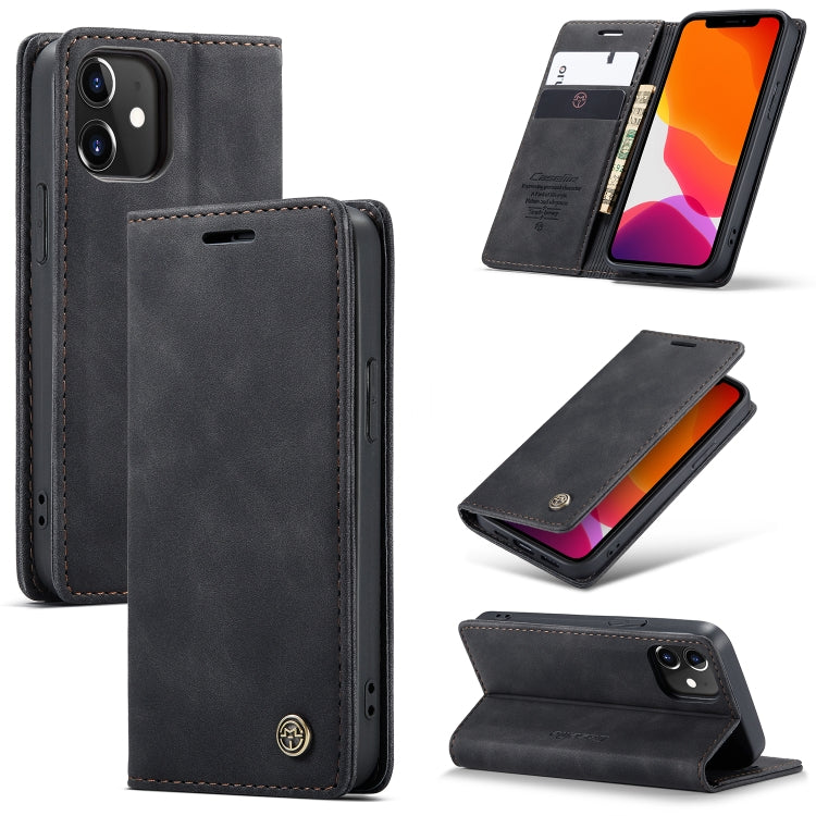 For iPhone 12 mini CaseMe-013 Multifunctional Retro Frosted Horizontal Flip Leather Case with Card Slot & Holder & Wallet(Black) - free shipping - PMC Jewellery - Order now!