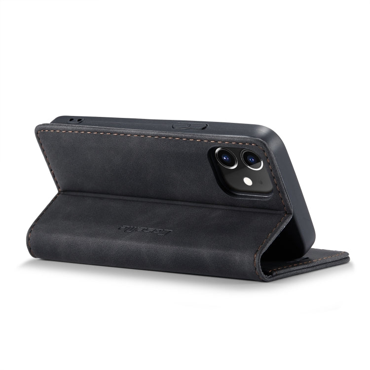 For iPhone 12 mini CaseMe-013 Multifunctional Retro Frosted Horizontal Flip Leather Case with Card Slot & Holder & Wallet(Black)