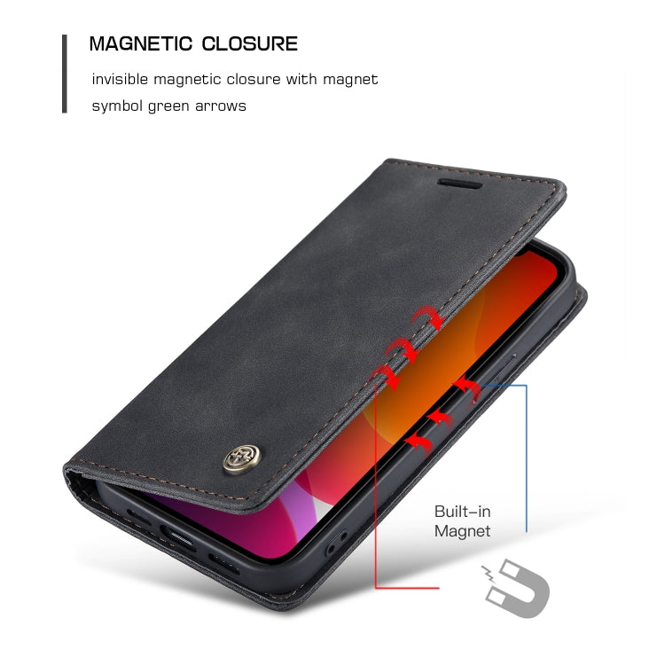 For iPhone 12 mini CaseMe-013 Multifunctional Retro Frosted Horizontal Flip Leather Case with Card Slot & Holder & Wallet(Black) - free shipping - PMC Jewellery - Order now!
