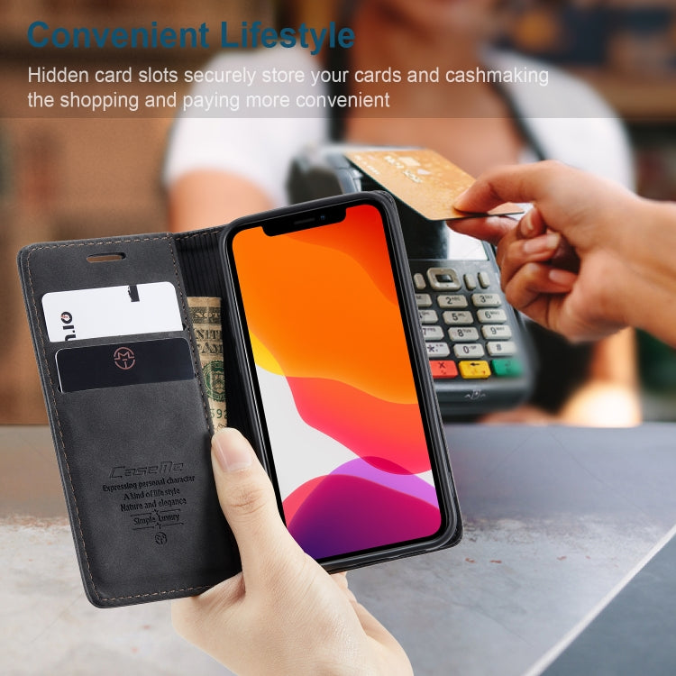 For iPhone 12 mini CaseMe-013 Multifunctional Retro Frosted Horizontal Flip Leather Case with Card Slot & Holder & Wallet(Black) - free shipping - PMC Jewellery - Order now!