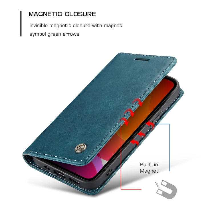 For iPhone 12 mini CaseMe-013 Multifunctional Retro Frosted Horizontal Flip Leather Case with Card Slot & Holder & Wallet(Blue) - free shipping - PMC Jewellery - Order now!