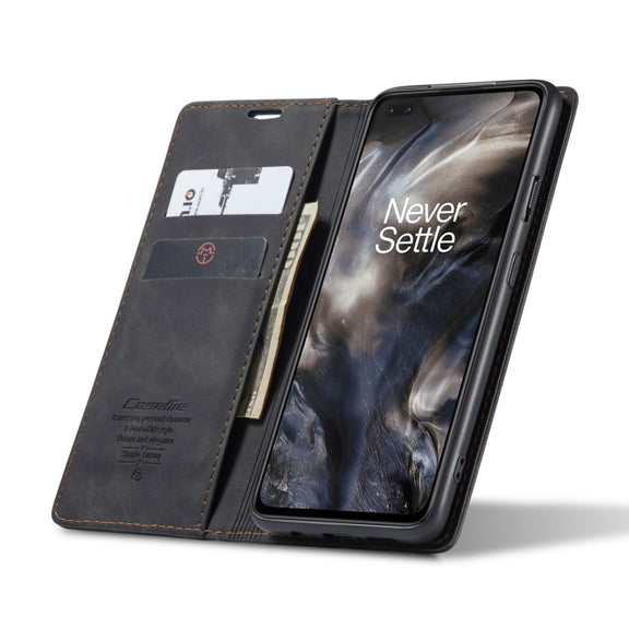 For OnePlus Nord CaseMe-013 Multifunctional Retro Frosted Horizontal Flip Leather Case with Card Slot & Holder & Wallet(Black)
