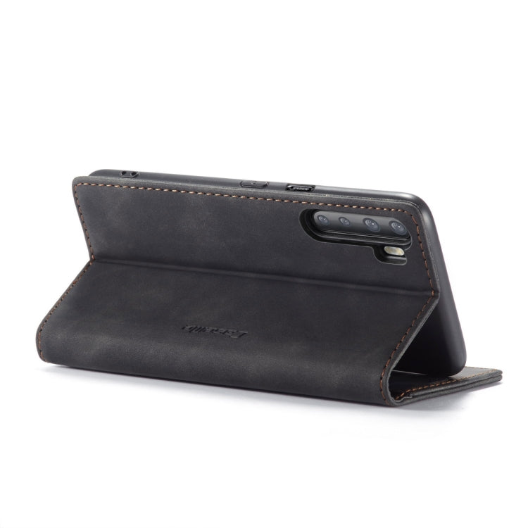 For OnePlus Nord CaseMe-013 Multifunctional Retro Frosted Horizontal Flip Leather Case with Card Slot & Holder & Wallet(Black)