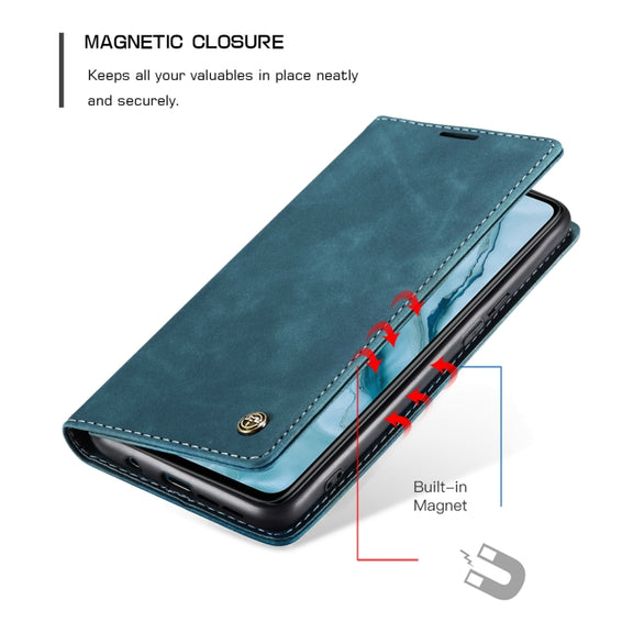 For OnePlus Nord CaseMe-013 Multifunctional Retro Frosted Horizontal Flip Leather Case with Card Slot & Holder & Wallet(Blue)