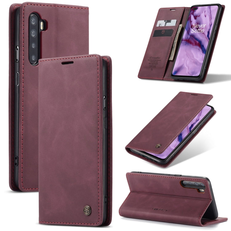 For OnePlus Nord CaseMe-013 Multifunctional Retro Frosted Horizontal Flip Leather Case with Card Slot & Holder & Wallet(Wine Red) - OnePlus Cases by CaseMe | Online Shopping South Africa | PMC TechLife | Buy Now Pay Later Mobicred