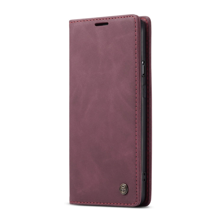 For OnePlus Nord CaseMe-013 Multifunctional Retro Frosted Horizontal Flip Leather Case with Card Slot & Holder & Wallet(Wine Red)