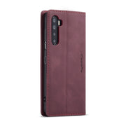 For OnePlus Nord CaseMe-013 Multifunctional Retro Frosted Horizontal Flip Leather Case with Card Slot & Holder & Wallet(Wine Red)