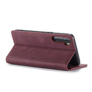 For OnePlus Nord CaseMe-013 Multifunctional Retro Frosted Horizontal Flip Leather Case with Card Slot & Holder & Wallet(Wine Red)