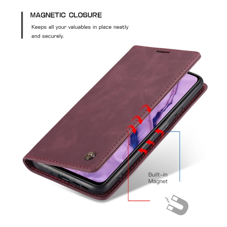 For OnePlus Nord CaseMe-013 Multifunctional Retro Frosted Horizontal Flip Leather Case with Card Slot & Holder & Wallet(Wine Red)
