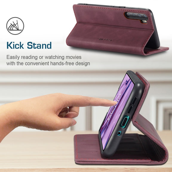 For OnePlus Nord CaseMe-013 Multifunctional Retro Frosted Horizontal Flip Leather Case with Card Slot & Holder & Wallet(Wine Red)