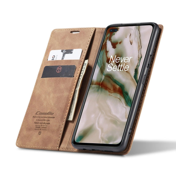 For OnePlus Nord CaseMe-013 Multifunctional Retro Frosted Horizontal Flip Leather Case with Card Slot & Holder & Wallet(Brown)