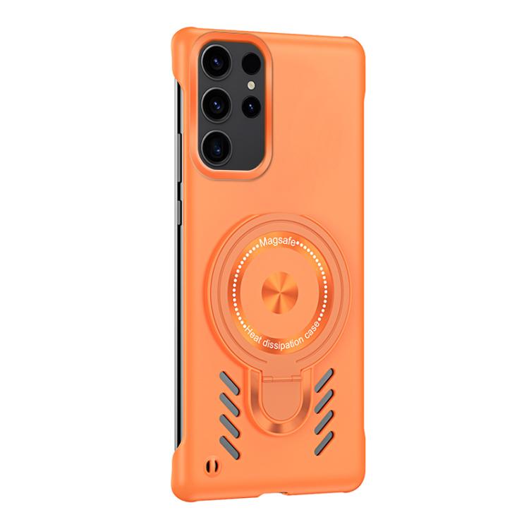 For Samsung Galaxy S25 Ultra 5G Ice Sense Series Graphene Cooling MagSafe Holder Phone Case(Orange)
