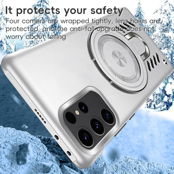 For Samsung Galaxy S25 Ultra 5G Ice Sense Series Graphene Cooling MagSafe Holder Phone Case(Silver)