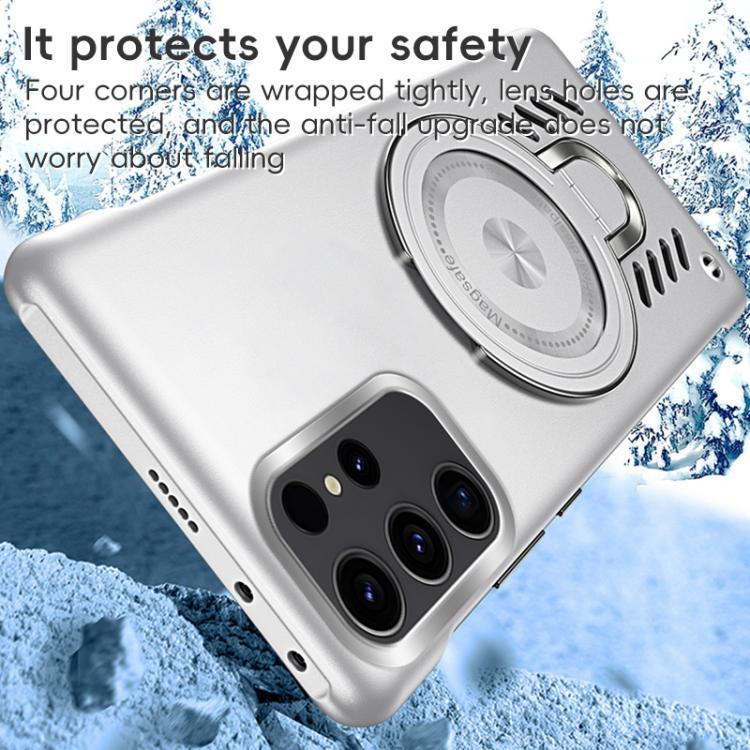 For Samsung Galaxy S25 Ultra 5G Ice Sense Series Graphene Cooling MagSafe Holder Phone Case(Silver)