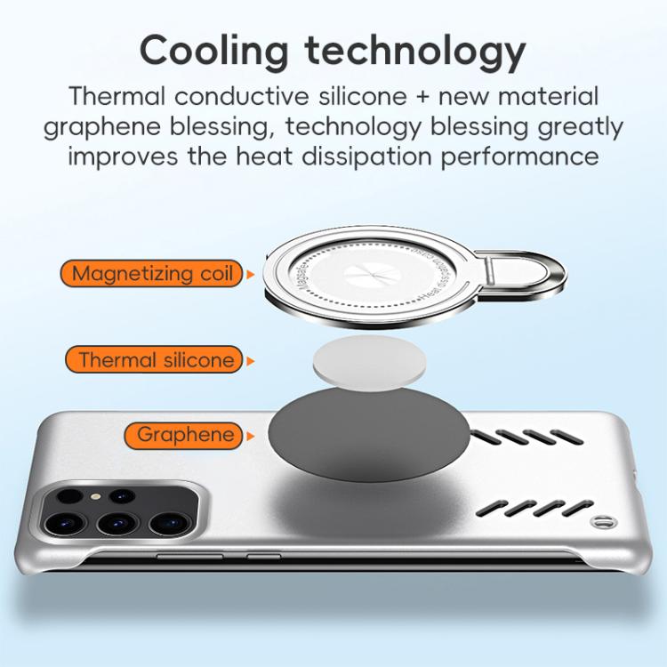 For Samsung Galaxy S25 Ultra 5G Ice Sense Series Graphene Cooling MagSafe Holder Phone Case(Black)