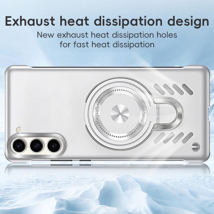 For Samsung Galaxy S25 5G Ice Sense Series Graphene Cooling MagSafe Holder Phone Case(Silver)