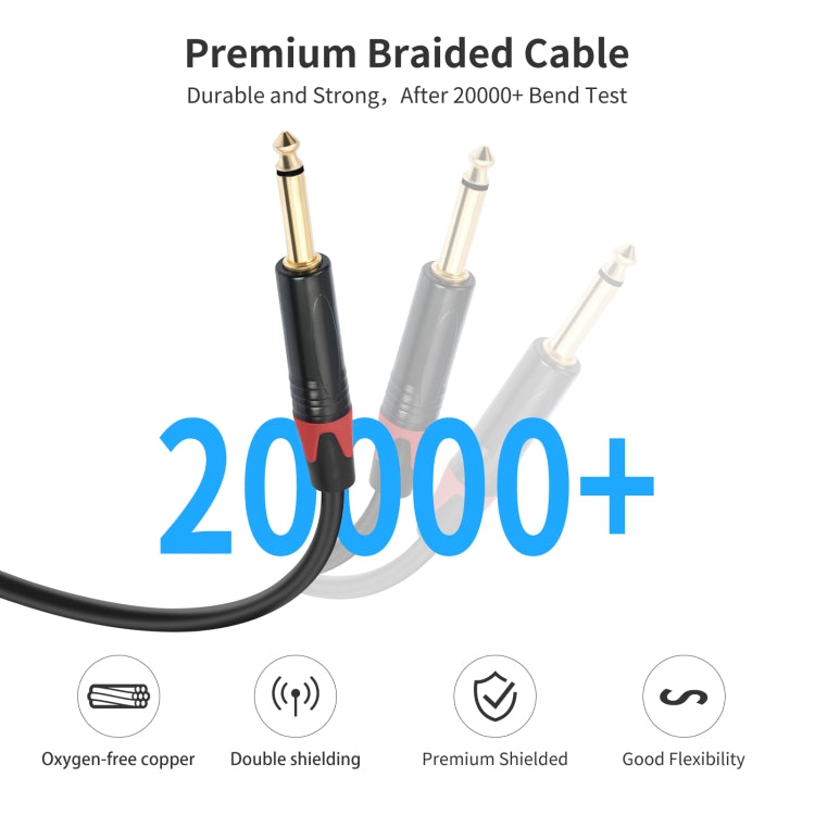6.35mm 1/4 TRS Stereo Female to Dual Male Y-type Audio Cable, Length:50cm - Microphone Audio Cable & Connector by PMC TechLife | Online Shopping South Africa | PMC TechLife | Buy Now Pay Later Mobicred