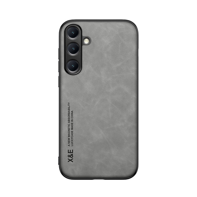 For Samsung Galaxy S25 5G Skin Feel Magnetic Leather Back Phone Case(Light Grey)