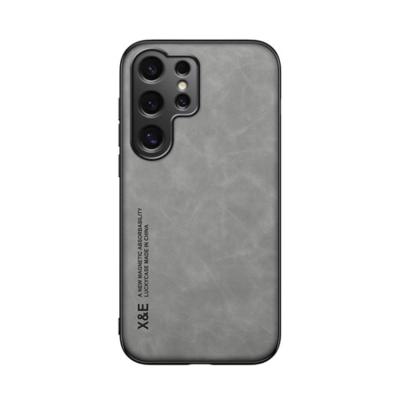 For Samsung Galaxy S25 Ultra 5G Skin Feel Magnetic Leather Back Phone Case(Light Grey)