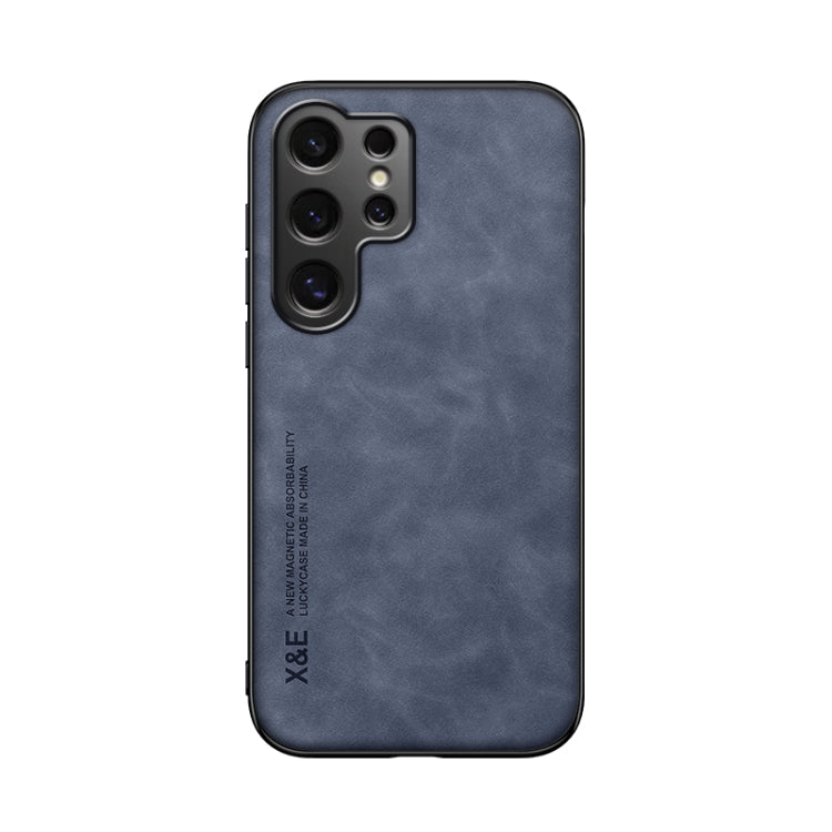 For Samsung Galaxy S25 Ultra 5G Skin Feel Magnetic Leather Back Phone Case(Blue)