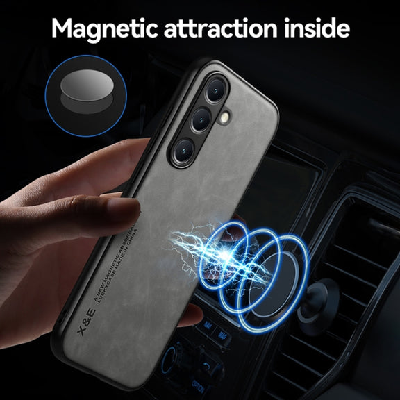 For Samsung Galaxy S25 5G Skin Feel Magnetic Leather Back Phone Case(Light Grey)