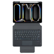 For iPad Pro 11 2024 L13-A 360 Rotation Acrylic Transparent Bluetooth Keyboard Leather Case With Touch Control(Black)