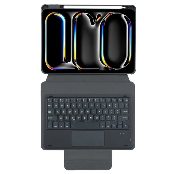 For iPad Pro 11 2024 L13-A 360 Rotation Acrylic Transparent Bluetooth Keyboard Leather Case With Touch Control(Black)