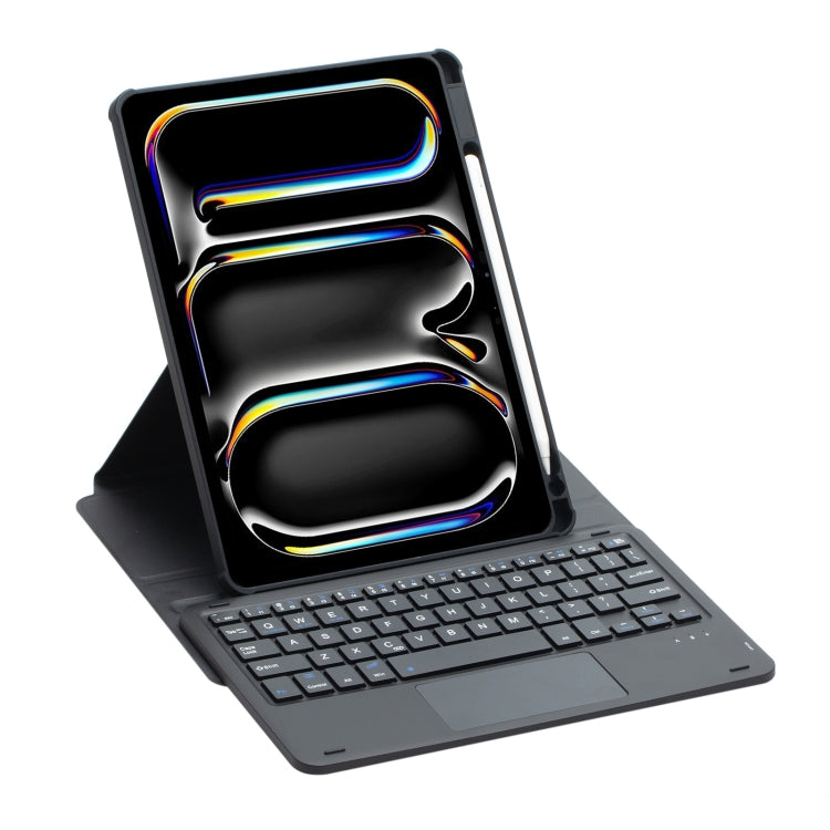 For iPad Pro 11 2024 L13-A 360 Rotation Acrylic Transparent Bluetooth Keyboard Leather Case With Touch Control(Black)