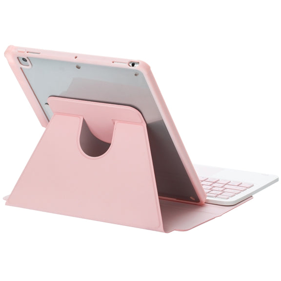 For iPad Pro 11 2024 L13-A 360 Rotation Acrylic Transparent Bluetooth Keyboard Leather Case With Touch Control(Pink)