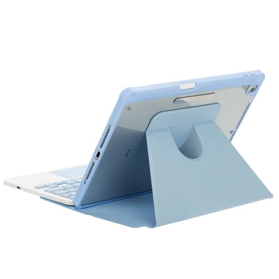 For iPad Pro 11 2024 L13-A 360 Rotation Acrylic Transparent Bluetooth Keyboard Leather Case With Touch Control(Blue)