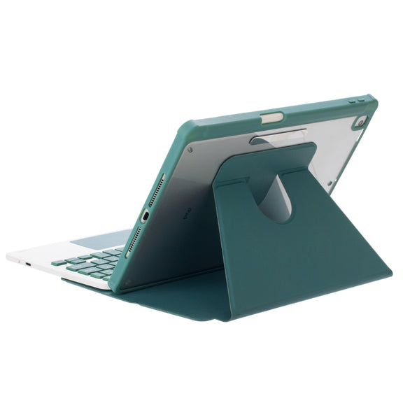 For iPad Pro 11 2024 L13-A 360 Rotation Acrylic Transparent Bluetooth Keyboard Leather Case With Touch Control(Green)