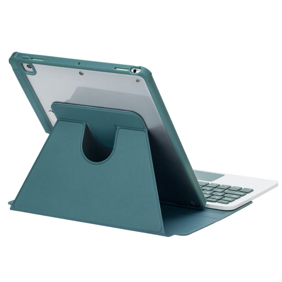 For iPad Pro 11 2024 L13-A 360 Rotation Acrylic Transparent Bluetooth Keyboard Leather Case With Touch Control(Green)